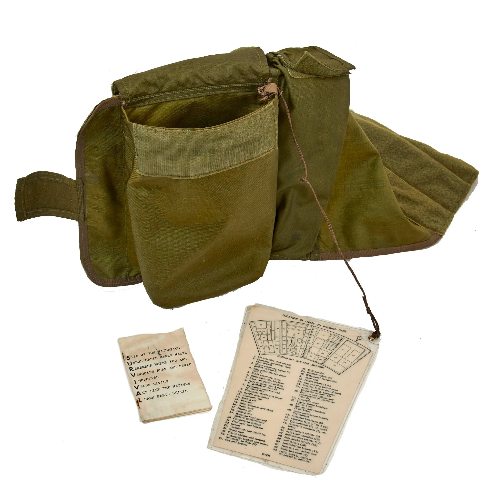 Original U.S. Vietnam War Rare 1 of Only 100 Issued Experimental “Holster Survival Kit, Individual” Issued To Sgt Maj George Beitzel, MACV-SOG - Complete, Sealed