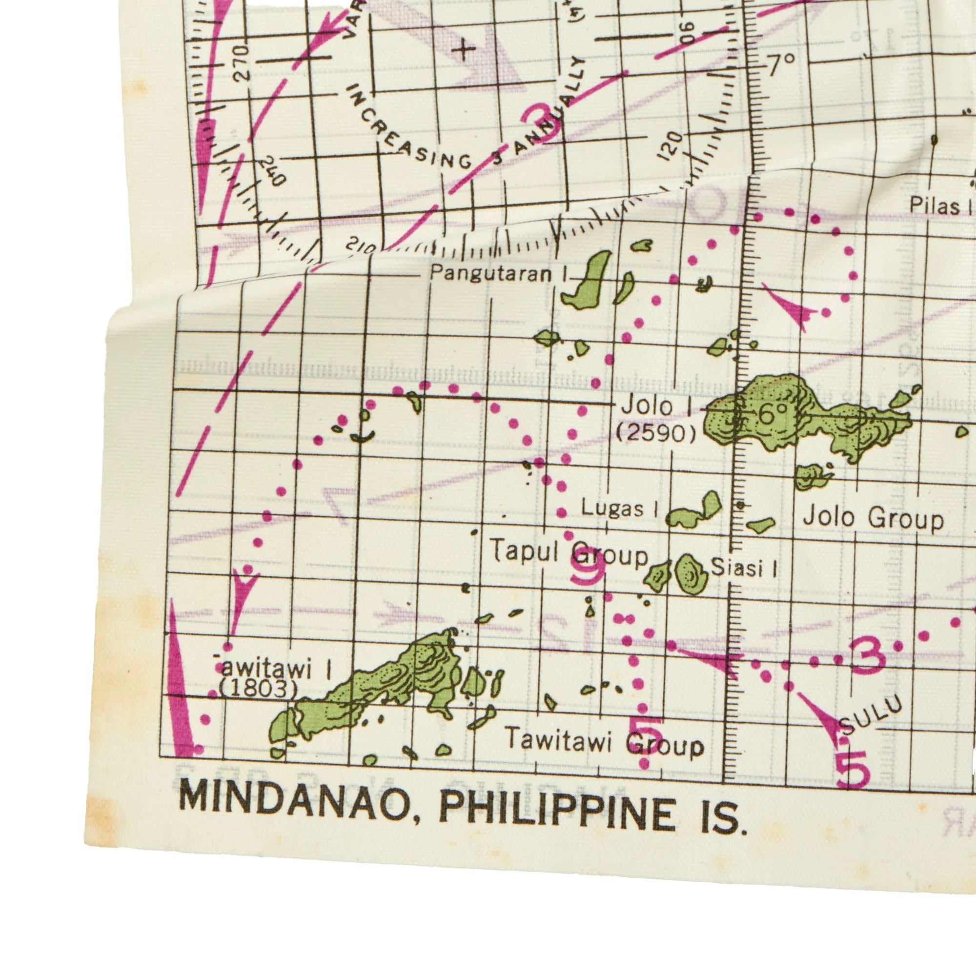 Original U.S. WWII U.S. Navy Silk Lifeboat Survival Double-Sided Map Set - Philippine Islands and Taiwan & Instruction Sheet