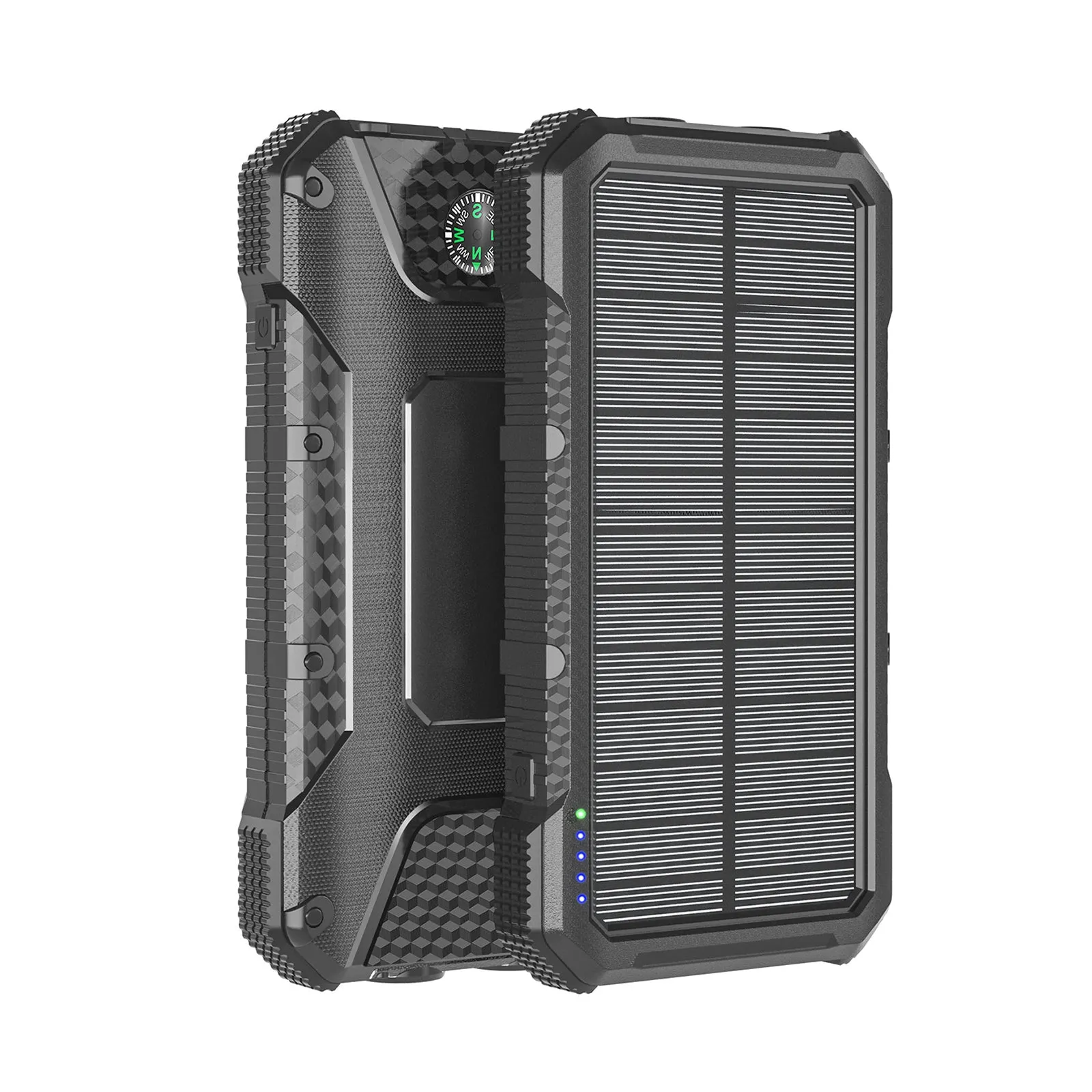 Outdoor Waterproof Power Bank 20000mAh With Solar Panel USB Charging Port LED Torch SOS Function