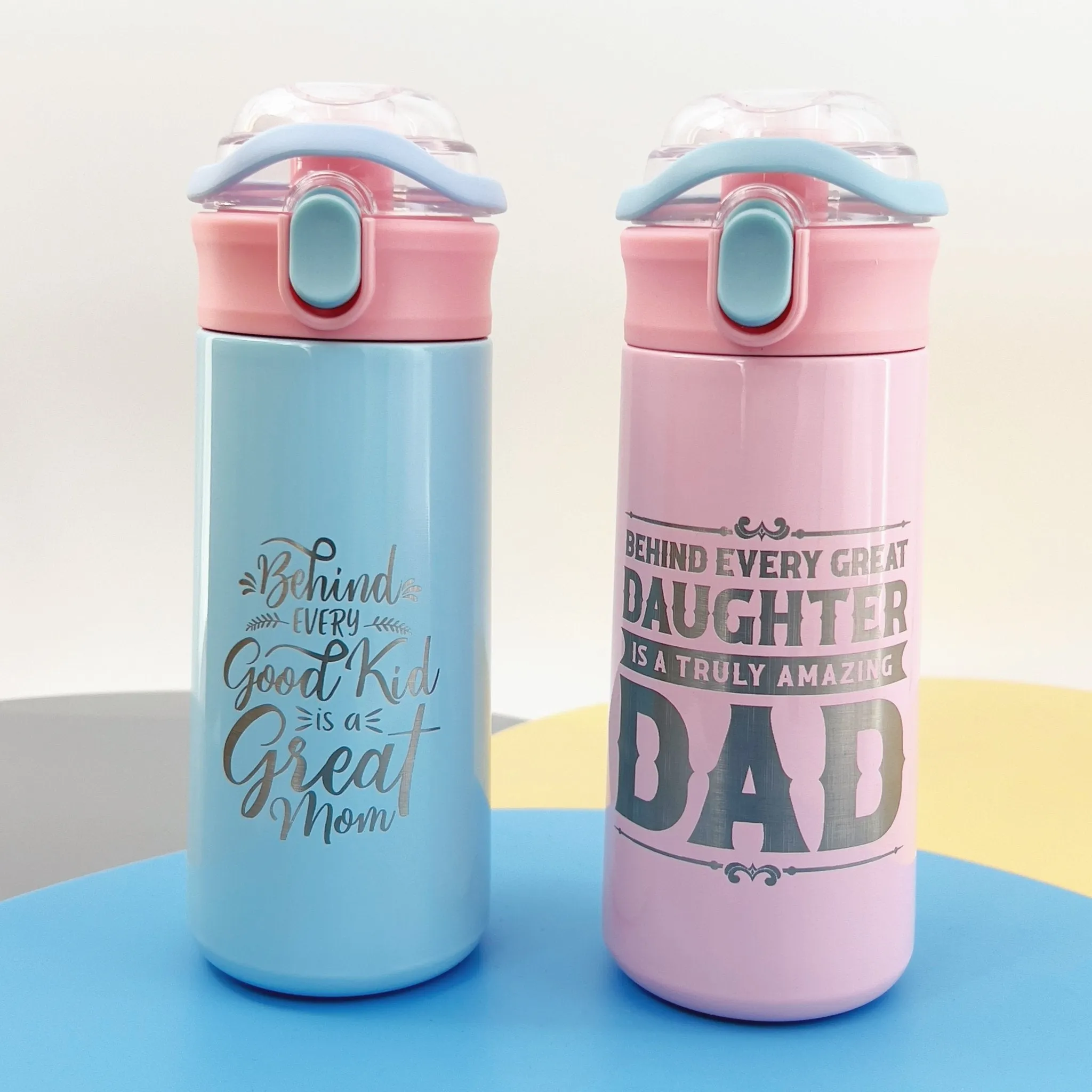 Personalized Tumbler for Kids, Best Dad Ever Amazing Mom Stainless Steel 16.9oz, Custom Tumblers