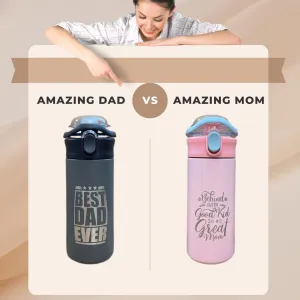 Personalized Tumbler for Kids, Best Dad Ever Amazing Mom Stainless Steel 16.9oz, Custom Tumblers