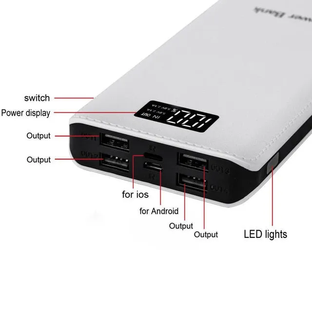 Powerbank 4 USB 50000mAh Power Bank LED External Backup