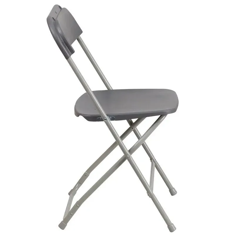 Rivera Heavy Duty Plastic Folding Chair, Grey