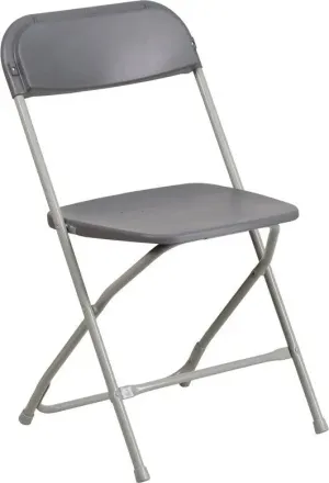 Rivera Heavy Duty Plastic Folding Chair, Grey