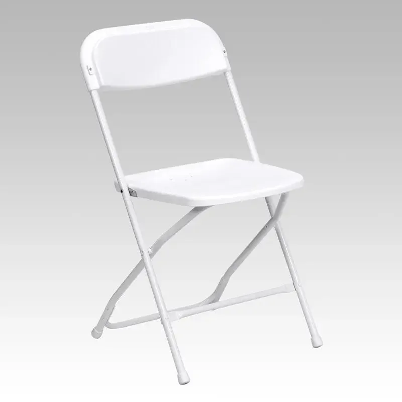 Rivera Heavy Duty Plastic Folding Chair, White