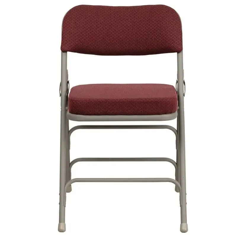 Rivera Metal Folding Chair, Burgundy Fabric Seat/Back, 2.5'' Foam