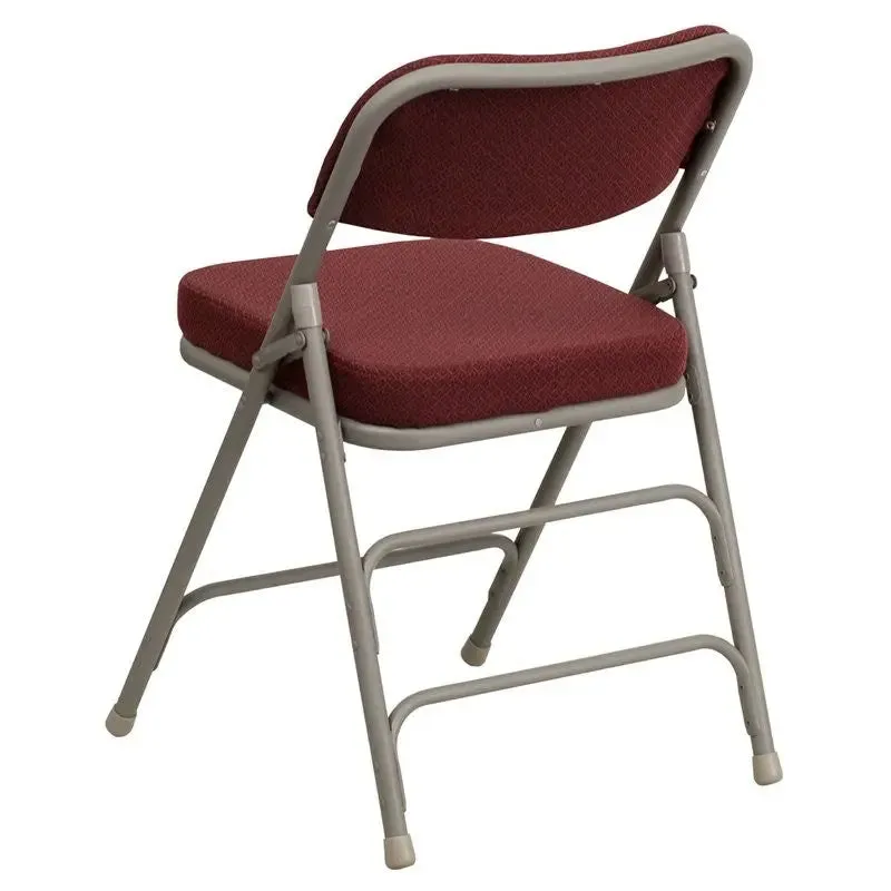 Rivera Metal Folding Chair, Burgundy Fabric Seat/Back, 2.5'' Foam