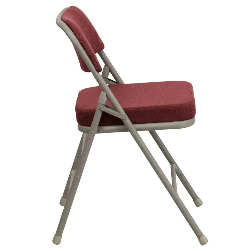 Rivera Metal Folding Chair, Burgundy Fabric Seat/Back, 2.5'' Foam