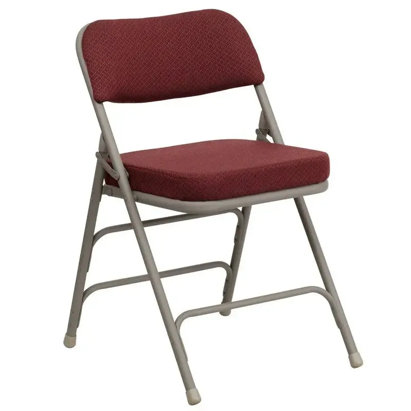 Rivera Metal Folding Chair, Burgundy Fabric Seat/Back, 2.5'' Foam