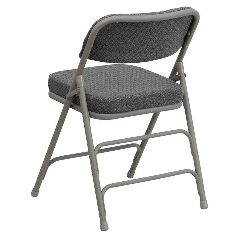 Rivera Metal Folding Chair,  Grey Fabric Seat/Back, 2.5'' Foam