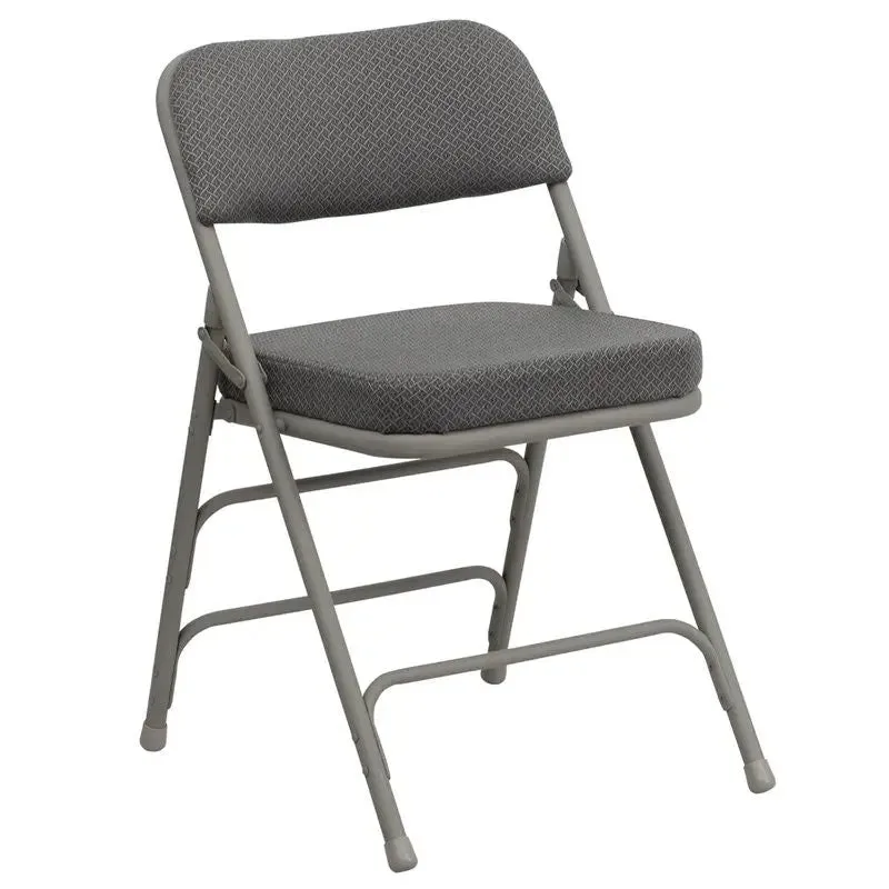 Rivera Metal Folding Chair,  Grey Fabric Seat/Back, 2.5'' Foam