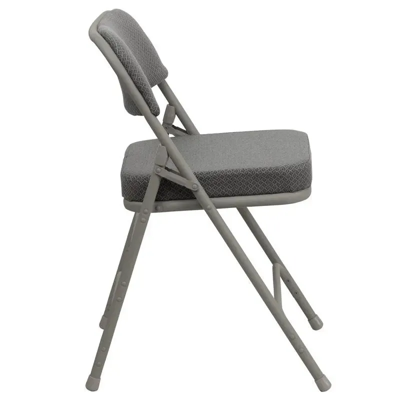 Rivera Metal Folding Chair,  Grey Fabric Seat/Back, 2.5'' Foam