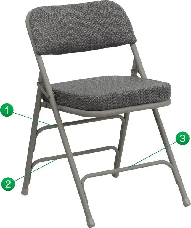 Rivera Metal Folding Chair,  Grey Fabric Seat/Back, 2.5'' Foam