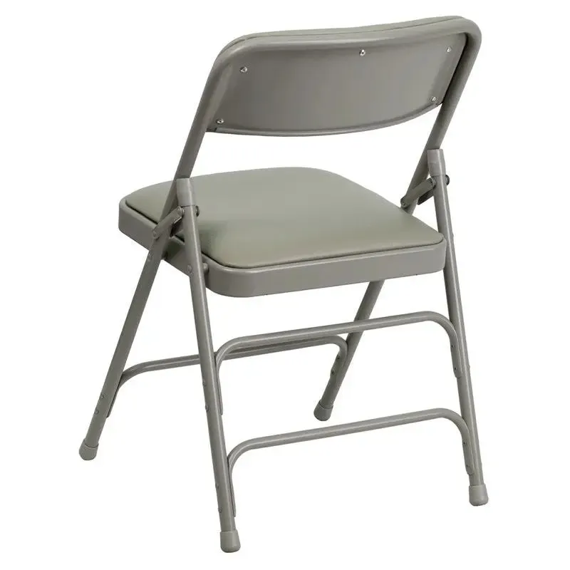 Rivera Metal Folding Chair, Grey Vinyl Seat/Back, 1'' Foam