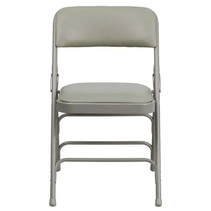 Rivera Metal Folding Chair, Grey Vinyl Seat/Back, 1'' Foam