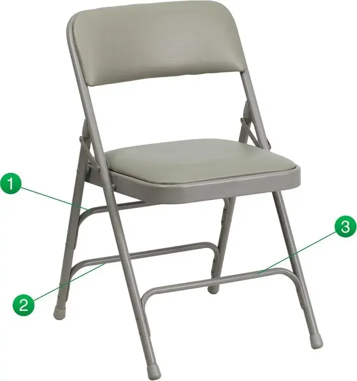 Rivera Metal Folding Chair, Grey Vinyl Seat/Back, 1'' Foam