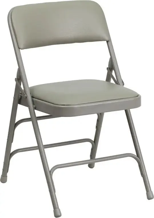 Rivera Metal Folding Chair, Grey Vinyl Seat/Back, 1'' Foam