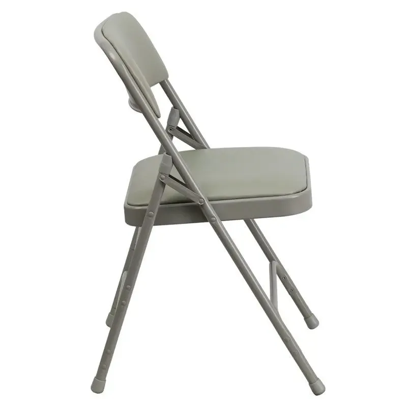 Rivera Metal Folding Chair, Grey Vinyl Seat/Back, 1'' Foam