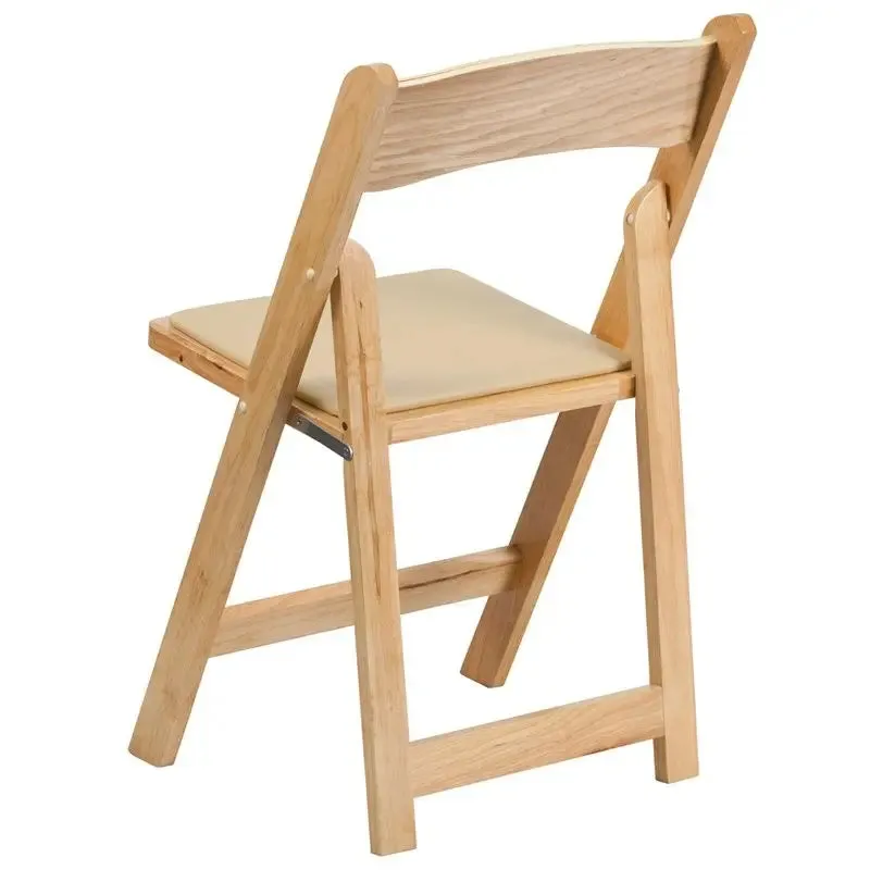 Rivera Wood Folding Chair, Natural, Vinyl Seat