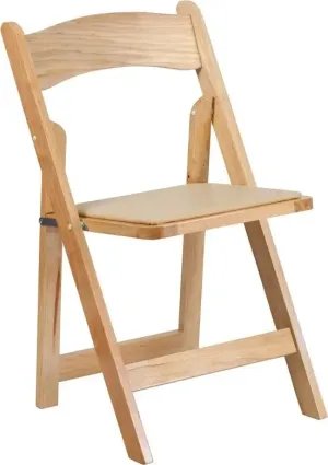 Rivera Wood Folding Chair, Natural, Vinyl Seat