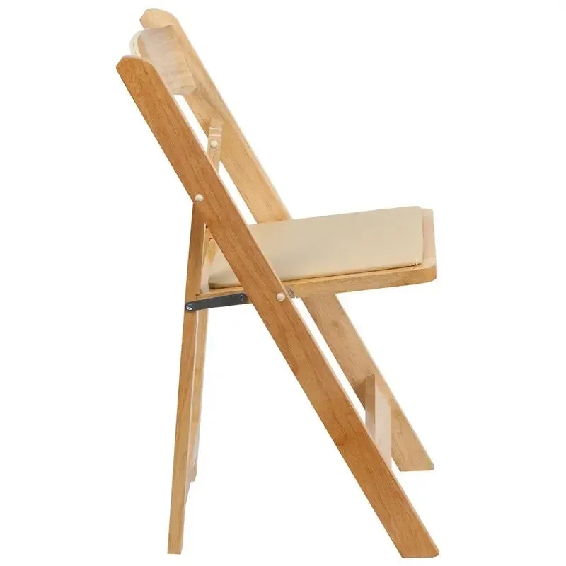 Rivera Wood Folding Chair, Natural, Vinyl Seat