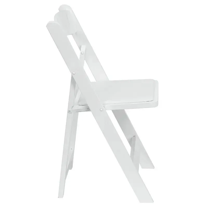 Rivera Wood Folding Chair, White, Vinyl Seat