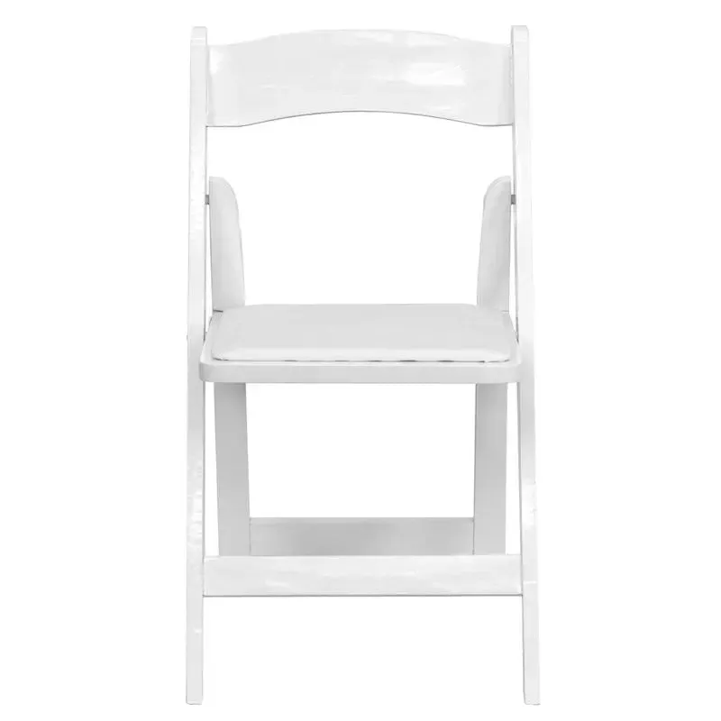 Rivera Wood Folding Chair, White, Vinyl Seat