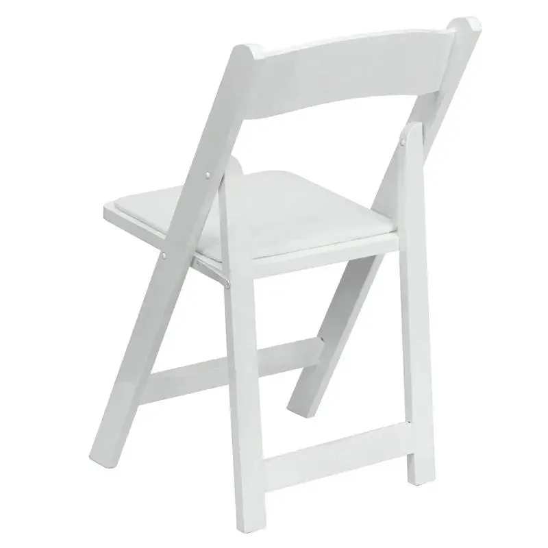 Rivera Wood Folding Chair, White, Vinyl Seat