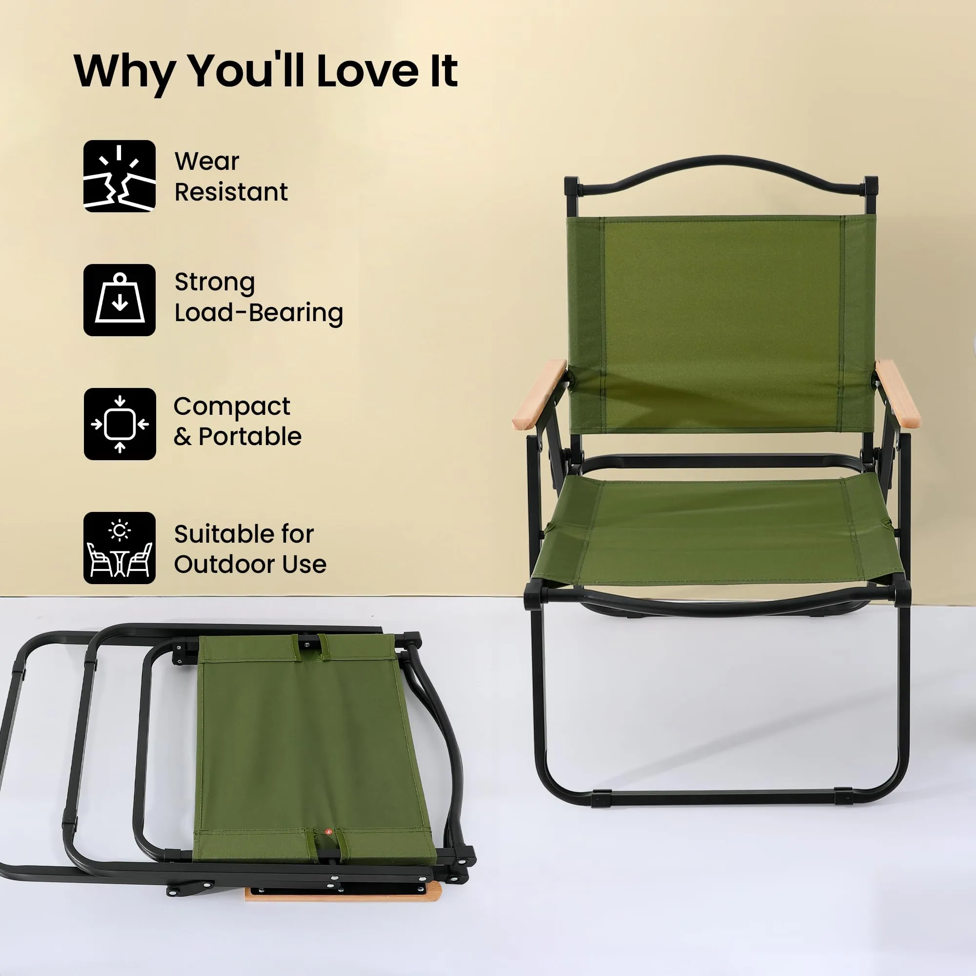 SAVYA HOME Folding Chair For Home - 51*47*77 cm/Foldable Chair/Chair For Home/Camping Chair/Travel Chair/Chair For Study Table/Reading Chair/Study Chair For Kids/Steel Frame/Breathable Fabric-Green