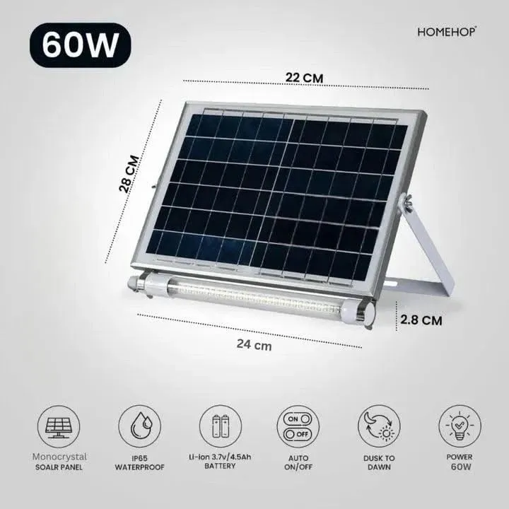 Solar LED Tube Light Waterproof Wall Lights for Home, Garden, Outdoor ( 60W, Cool White )