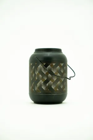 Solar Metal Lantern Light-6 inch Black and Yellow Wave