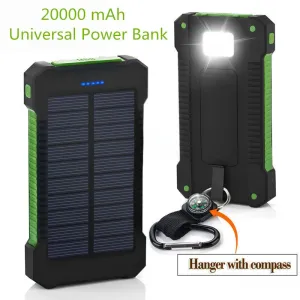 Solar Power Bank With 20000 mAh Waterproof Battery