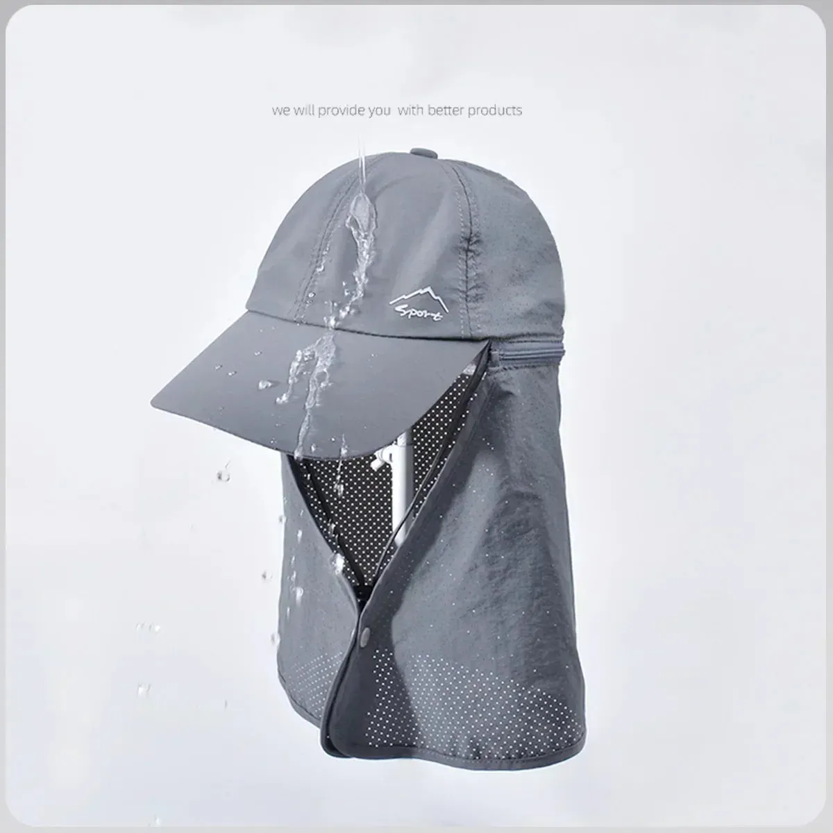 Summer Waterproof Detachable Shawl Breathable Baseball Cap