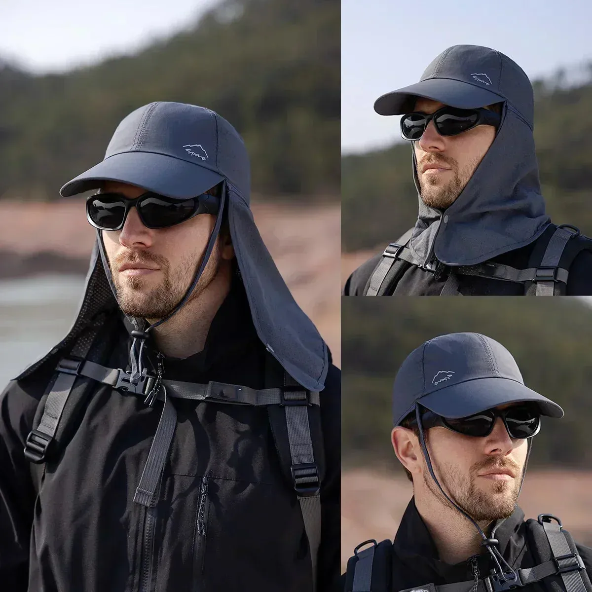 Summer Waterproof Detachable Shawl Breathable Baseball Cap