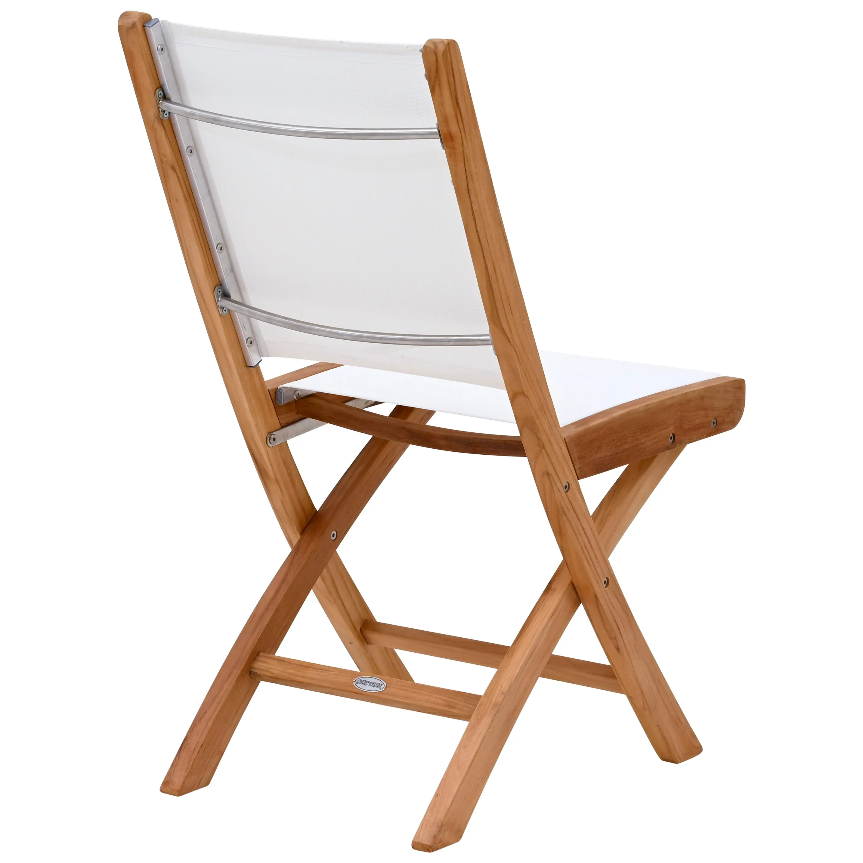 Teak Wood Miami Folding Side Chair, White (set of 2)