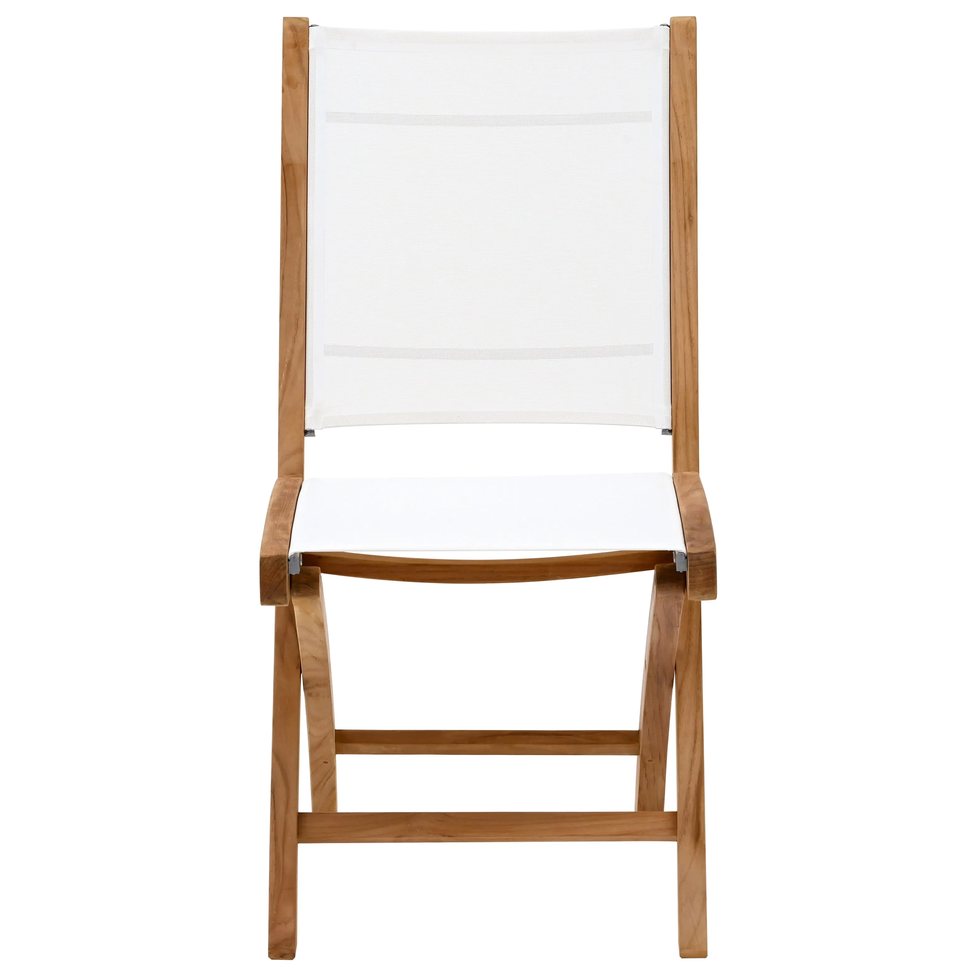 Teak Wood Miami Folding Side Chair, White (set of 2)