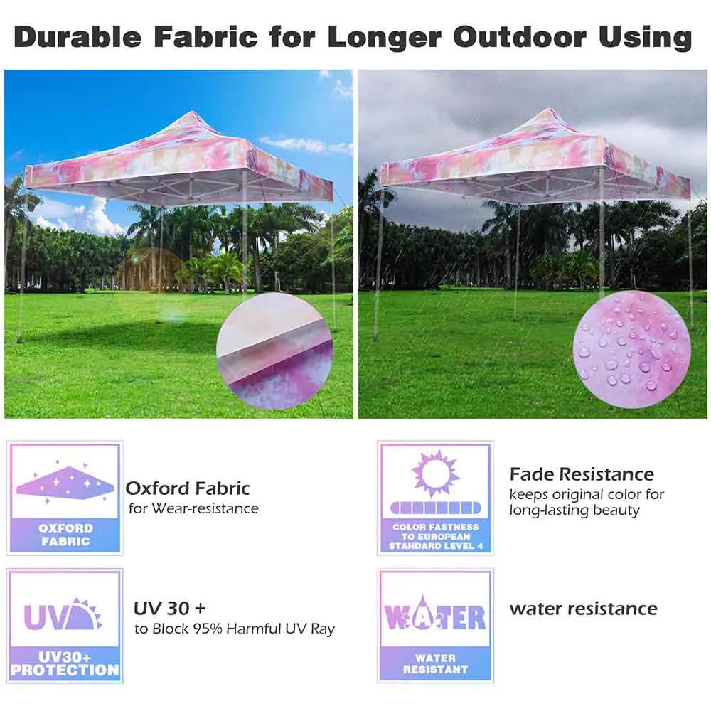 TheLAShop 10x10 Pop Up Canopy Replacement Tie-dyed Pink (9'7"x9'7")