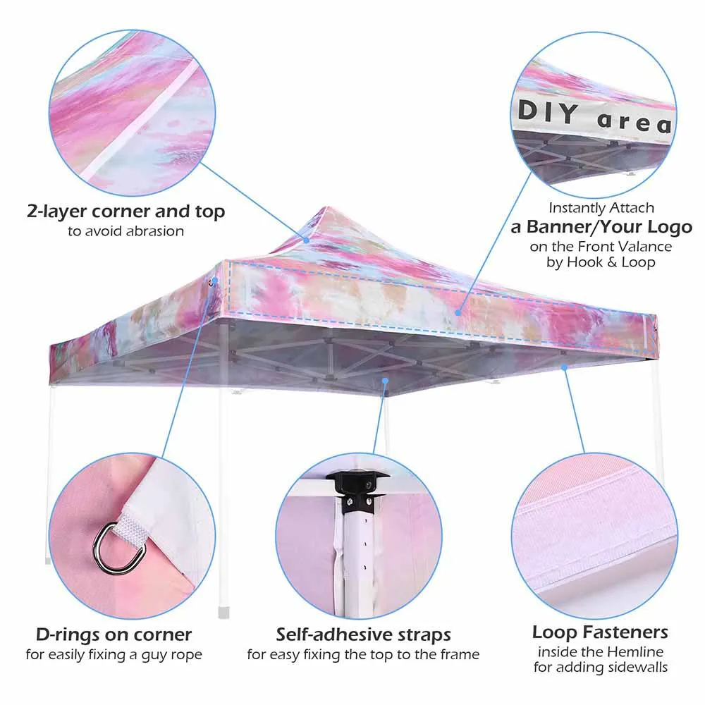 TheLAShop 10x10 Pop Up Canopy Replacement Tie-dyed Pink (9'7"x9'7")