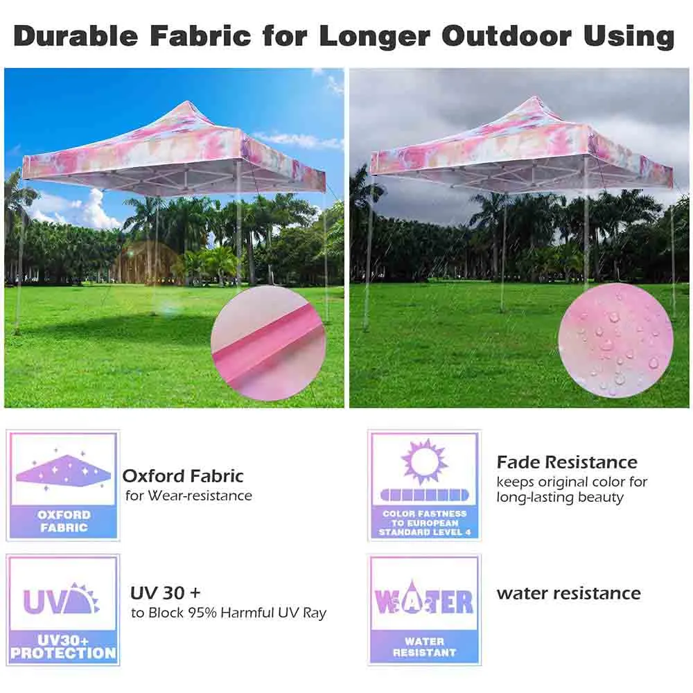 TheLAShop 10x10 Pop Up Canopy Replacement Tie-dyed Pink