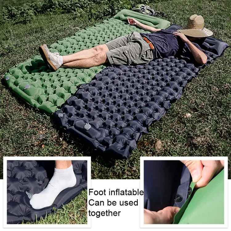 TPU Inflatable Sleeping Pad Camps Outdoor Waterproof Single Travel Cushion(Army Green)