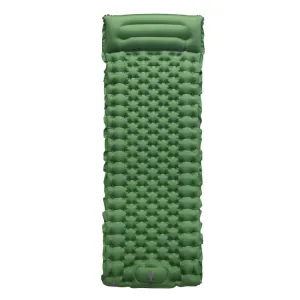 TPU Inflatable Sleeping Pad Camps Outdoor Waterproof Single Travel Cushion(Army Green)