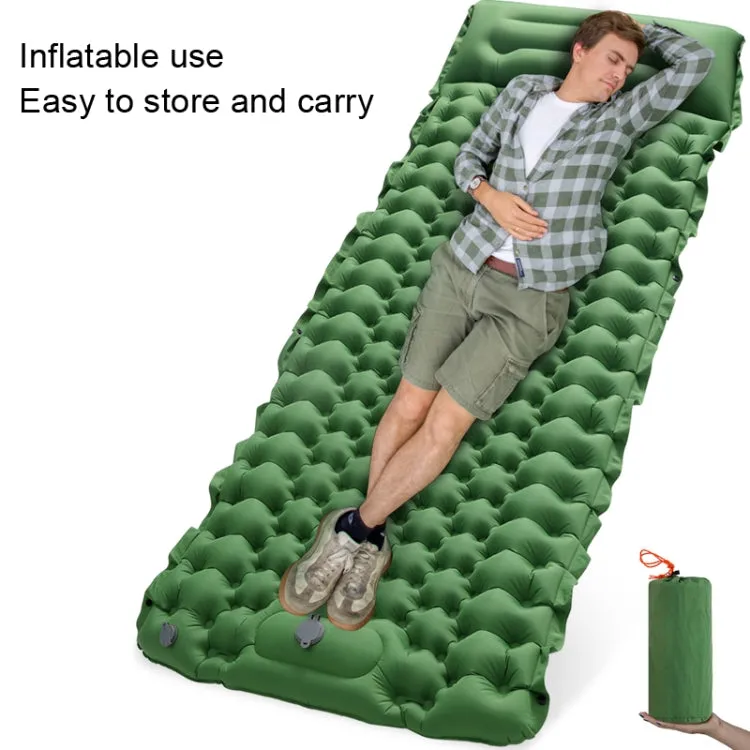 TPU Inflatable Sleeping Pad Camps Outdoor Waterproof Single Travel Cushion(Army Green)