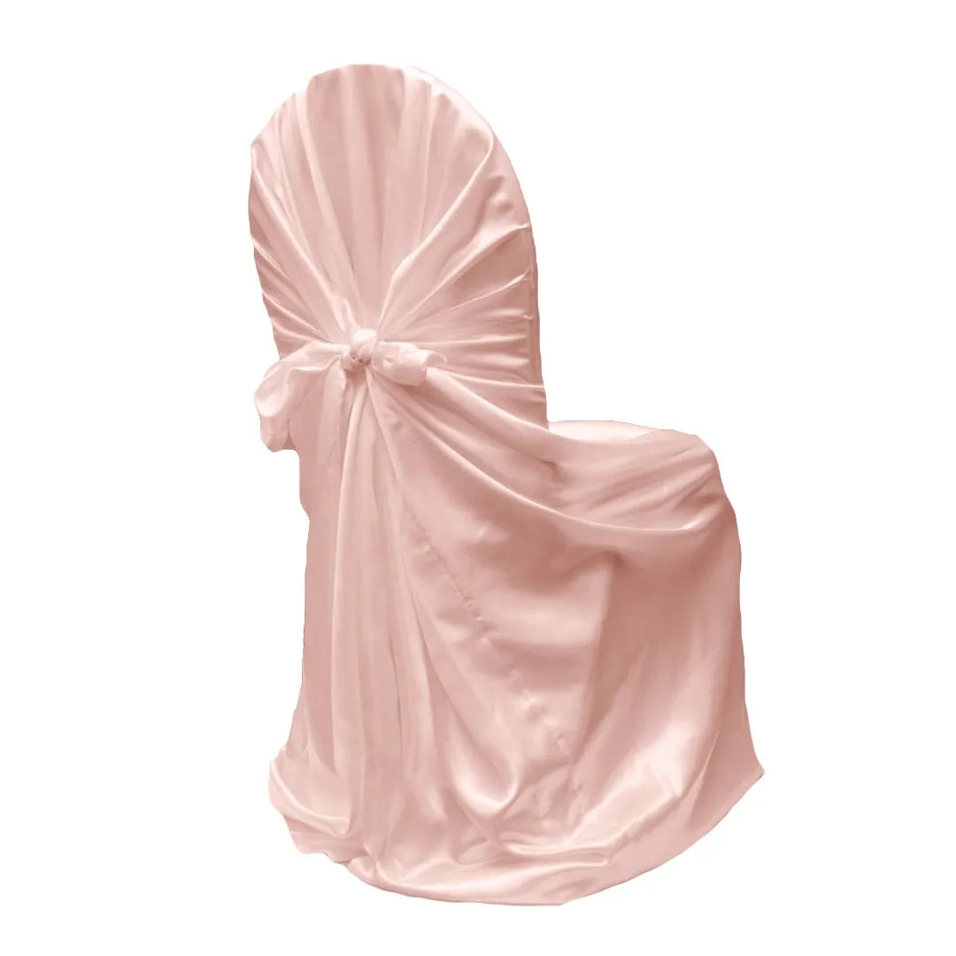 Universal Satin Self Tie Chair Cover - Blush/Rose Gold