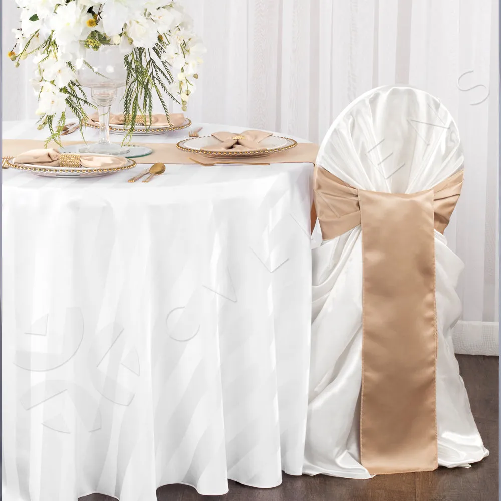 Universal Satin Self Tie Chair Cover - White