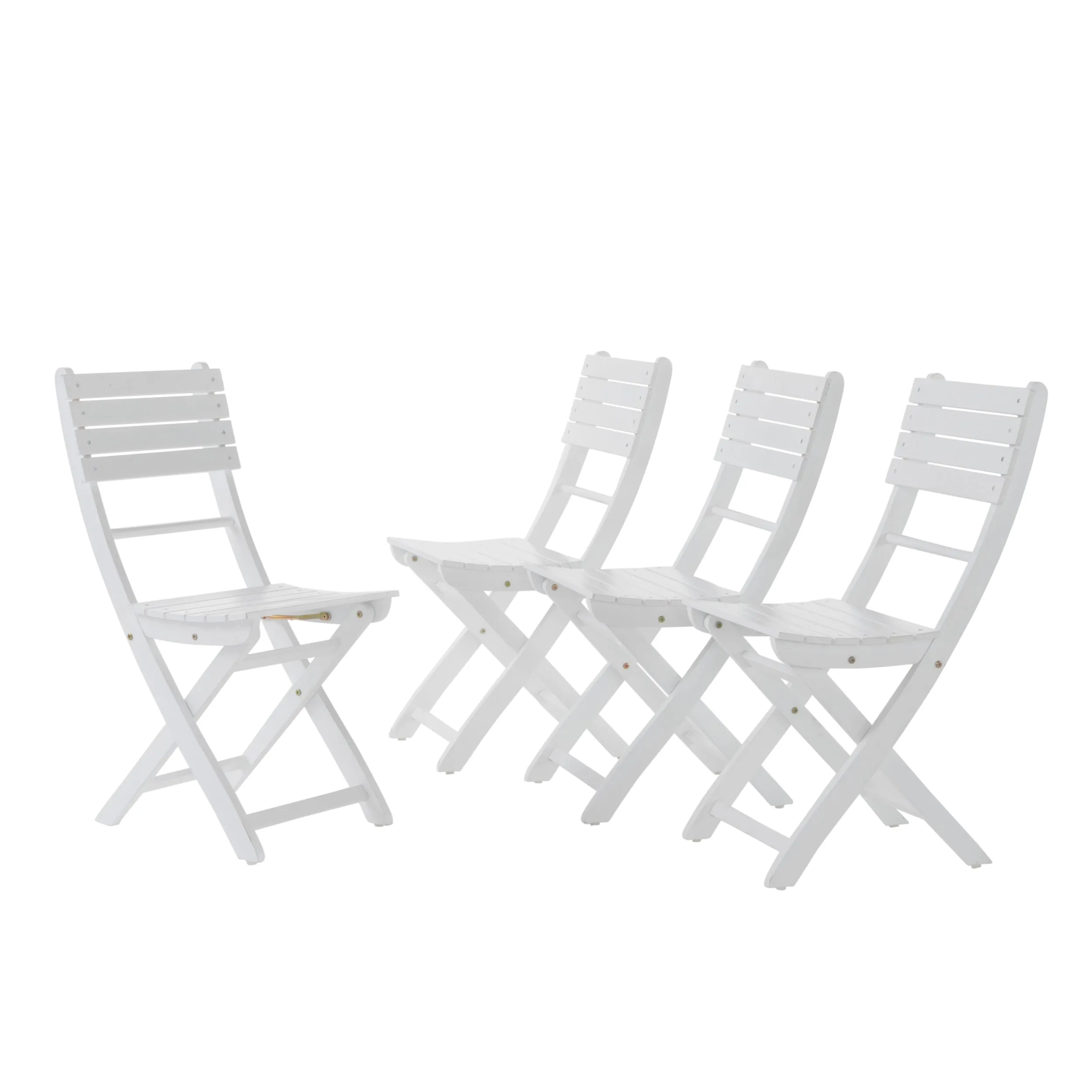 Vicaro Outdoor White Finish Acacia Wood Foldable Dining Chairs