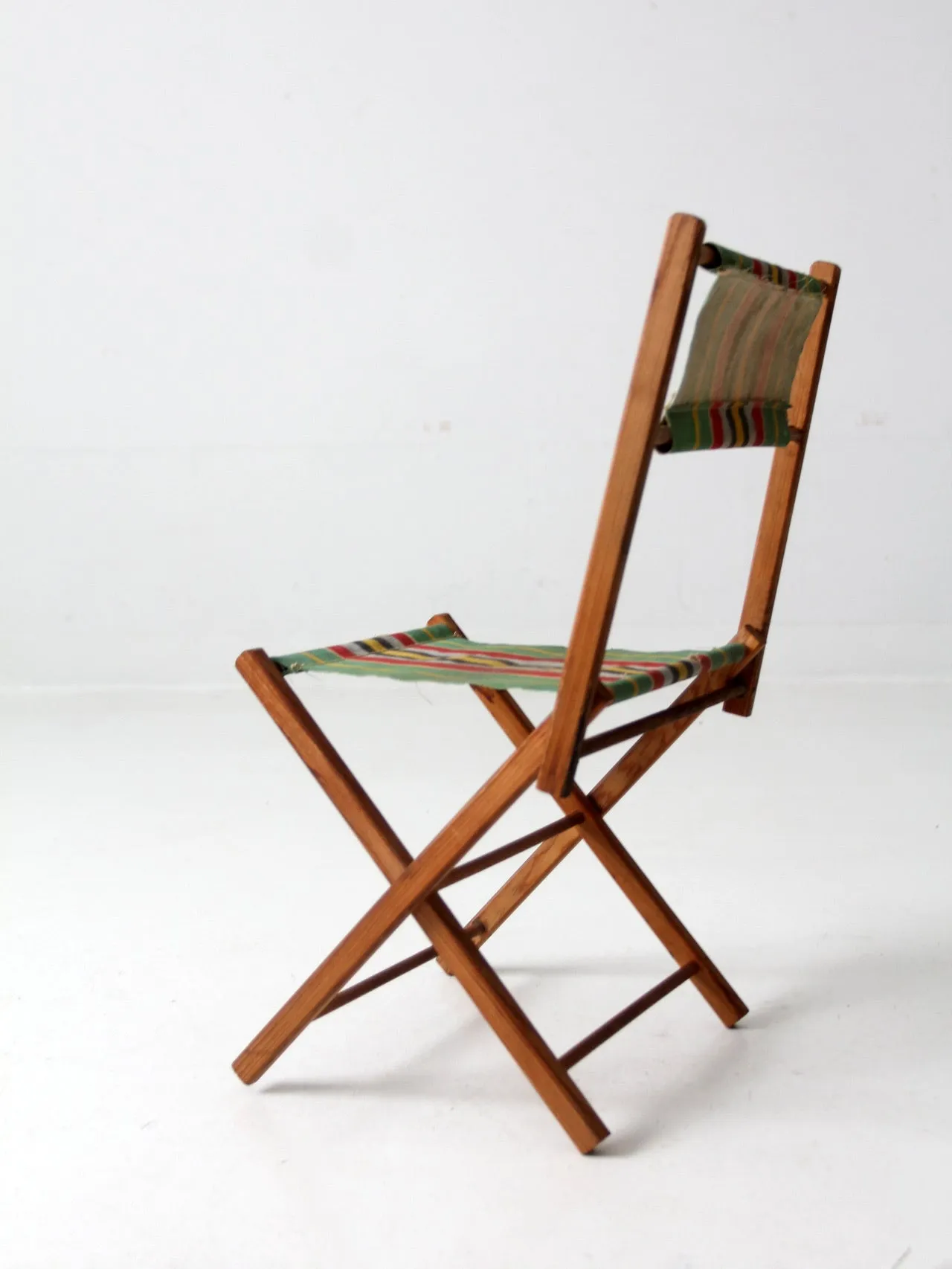 vintage kid's stripe canvas folding chair