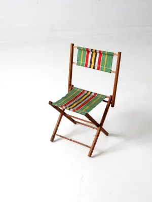 vintage kid's stripe canvas folding chair