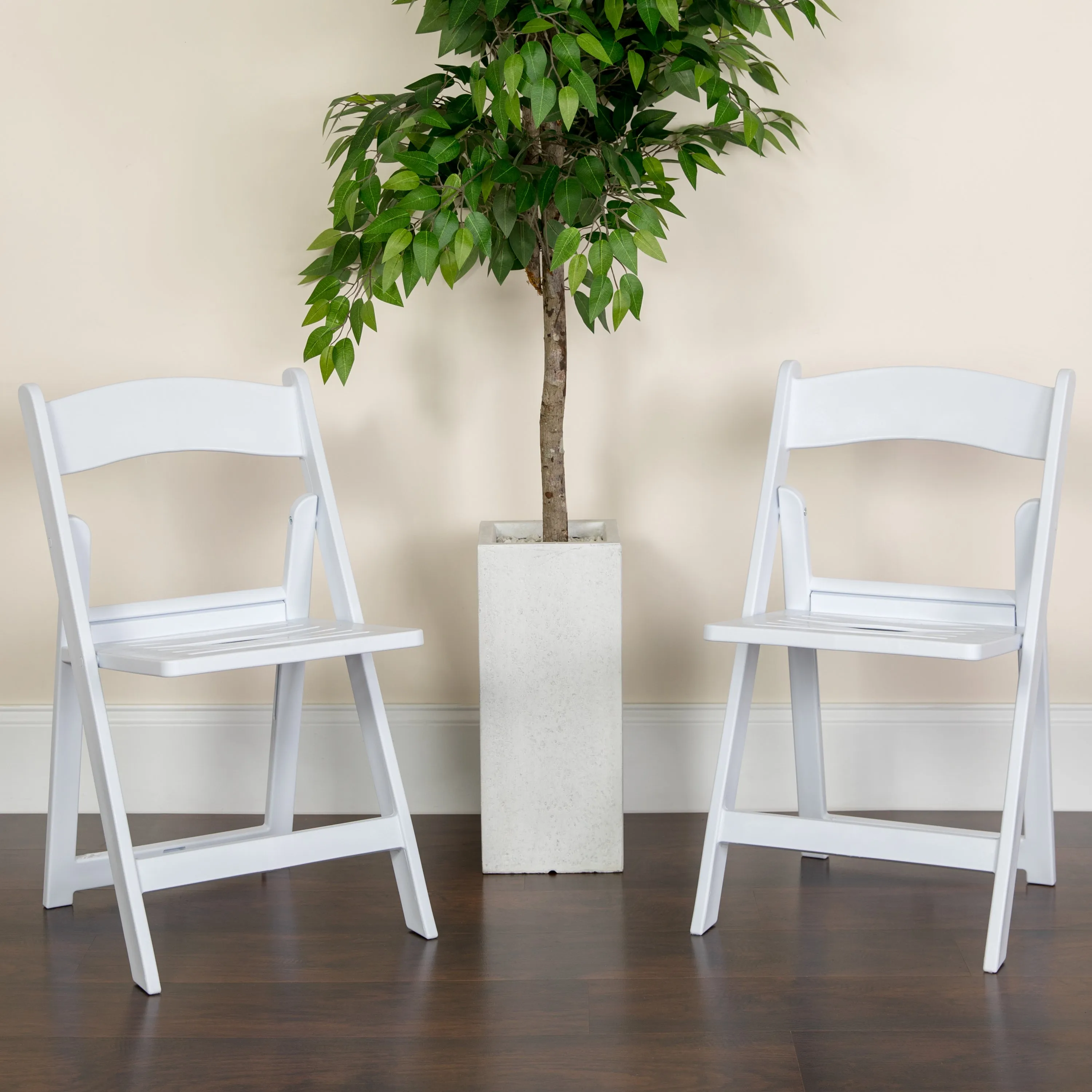 White Resin Folding Chair 2-LE-L-1-WH-SLAT-GG