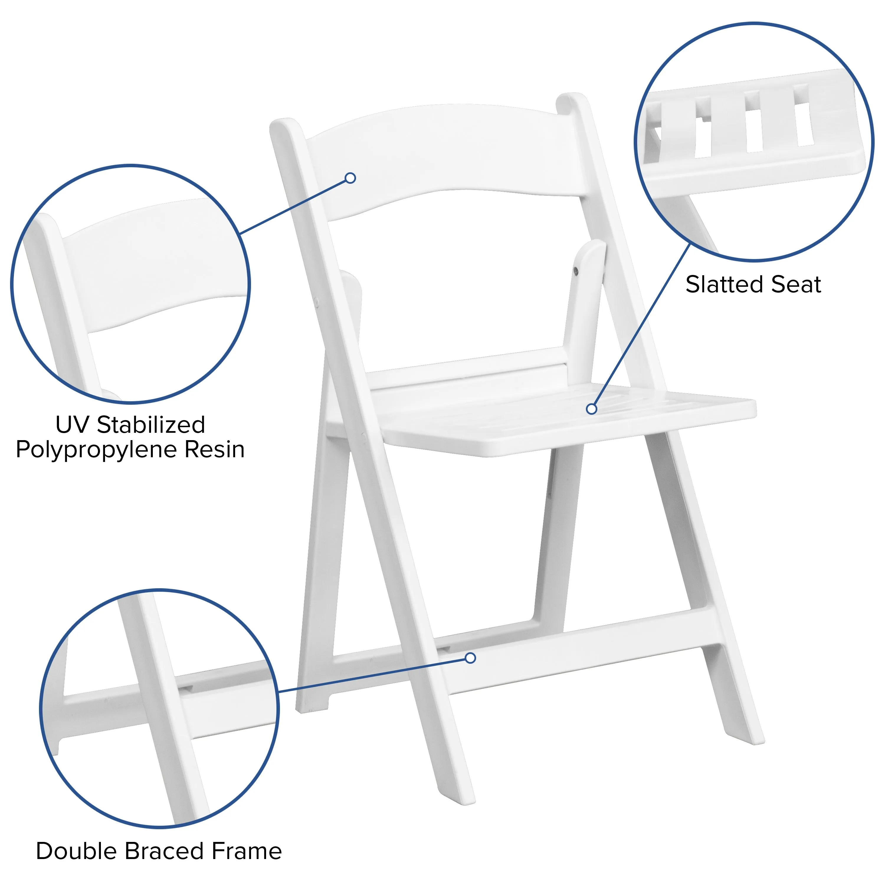 White Resin Folding Chair 2-LE-L-1-WH-SLAT-GG